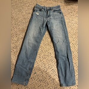 American Eagle Mom Jeans - Stretch - Size 2 Long - Light Wash Distressed